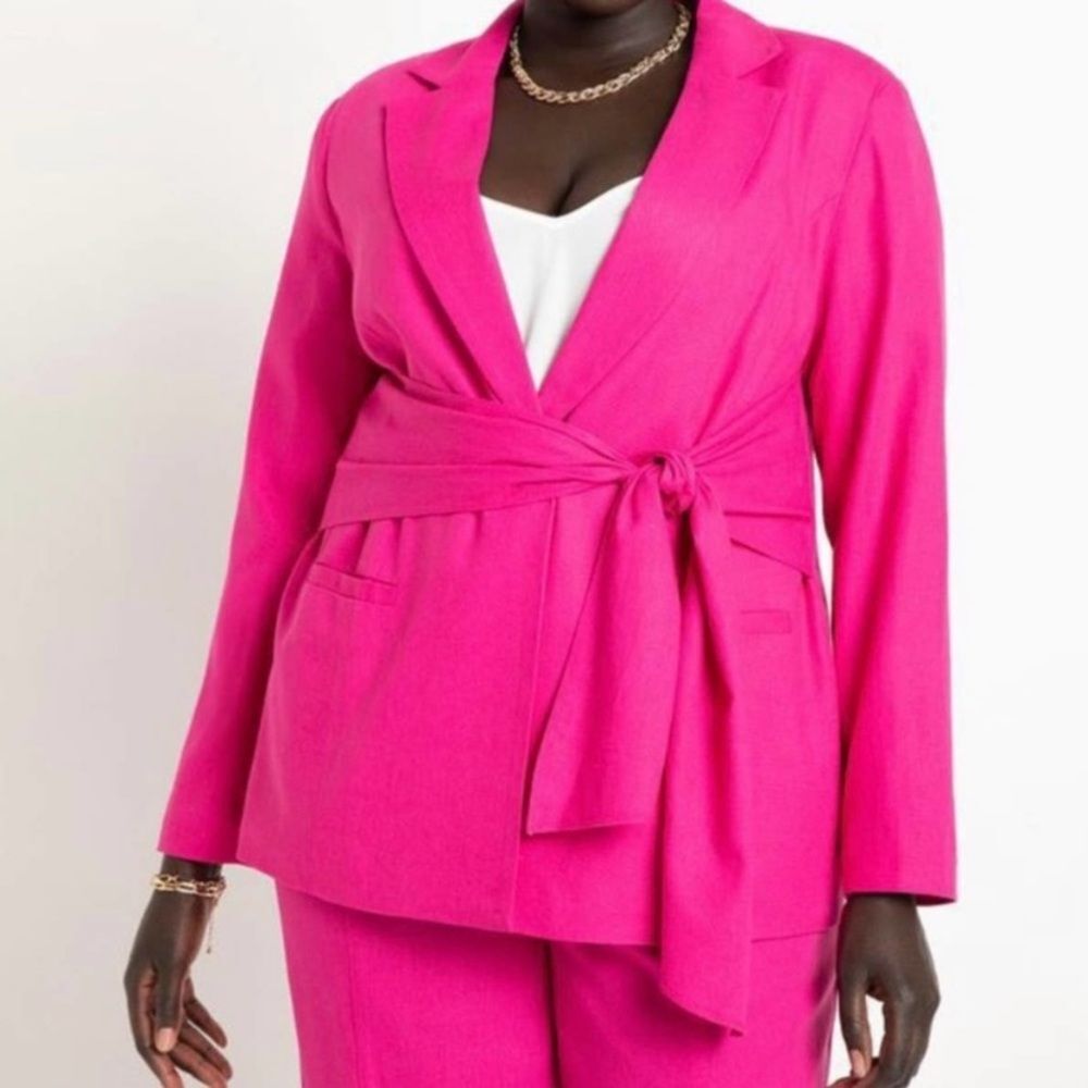 ELOQUII Blazer Linen Blend Barbie Pink Size 18